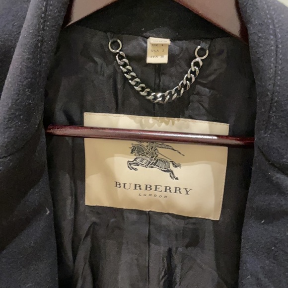 Burberry Woman’s Navy Wool/Cashmere Coat Jacket size US 2 - Picture 5 of 8
